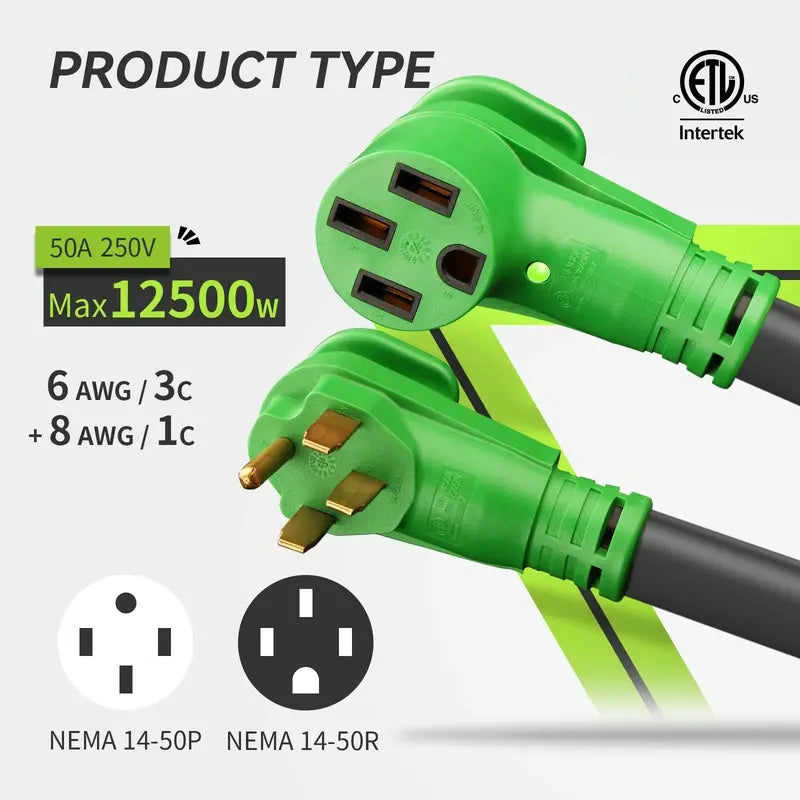 RVMATE 50-Amp RV and EV Extension Cord  25-Foot Heavy-Duty Power Cable with LED Indicator