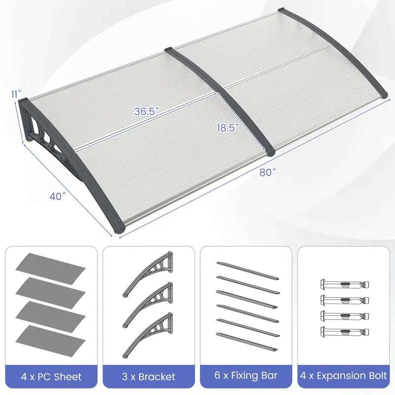 Weather-Resistant Door and Window Awning  UV, Rain, and Snow Protection for Residential Use