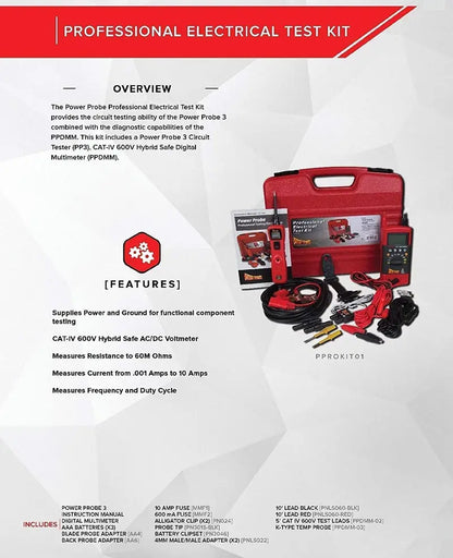 Power Probe Professional Electrical Diagnostic Test Kit  Red Edition