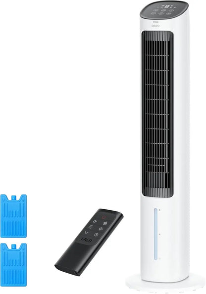DREO Evaporative Air Cooler  40″ Standing Cold-Air Fan with 7-Hour Timer, Ice Pack Support & Oscillation