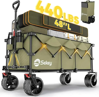 Sekey 48¡å Extended Folding Travel Cart  440 lb Load Rating, Multi-Use Garden &amp; Transport Solution