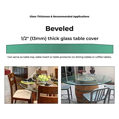 22  Inch Round Glass Table Top 1/2  Thick Tempered Beveled Edge by Fab Glass and Mirror