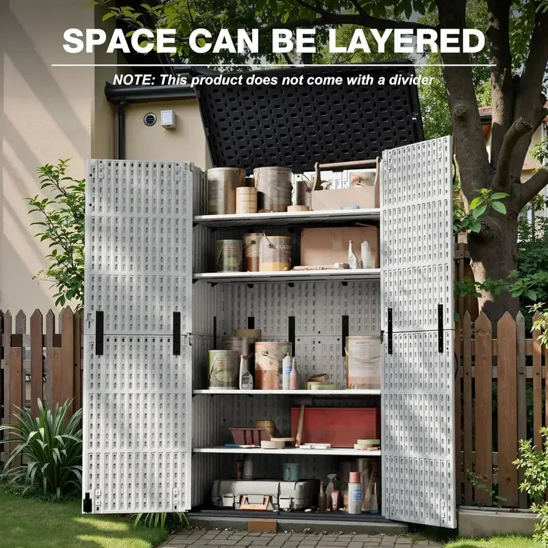 Greesum Horizontal Resin Storage Shed  27 Cu. Ft. Weather-Resistant Outdoor Cabinet for Patio or Garden