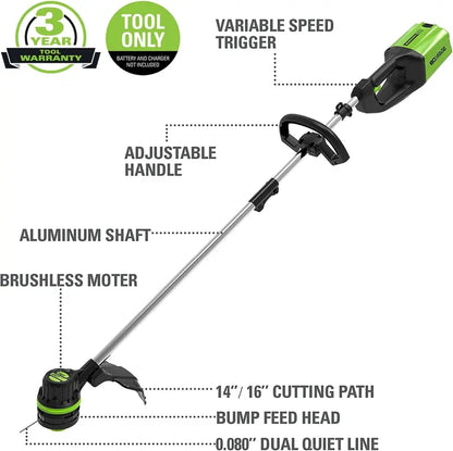 80V Cordless String Trimmer  16″ Cutting Width, Attachment-Ready Power Tool (Battery Sold Separately)