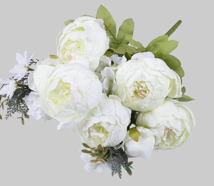 13-Piece Luxury Silk Peony Bouquet  European-Style Core-Spun Arrangement (47 cm)