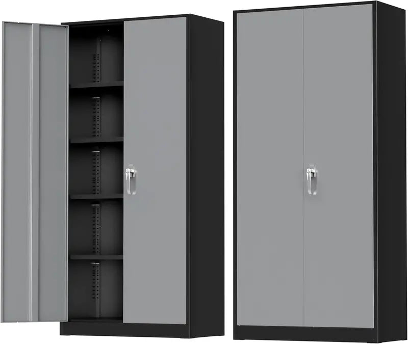 Greenvelly 72-Inch Locking Metal Storage Cabinet — 2-Door Garage or Office Organizer with Adjustable Shelves