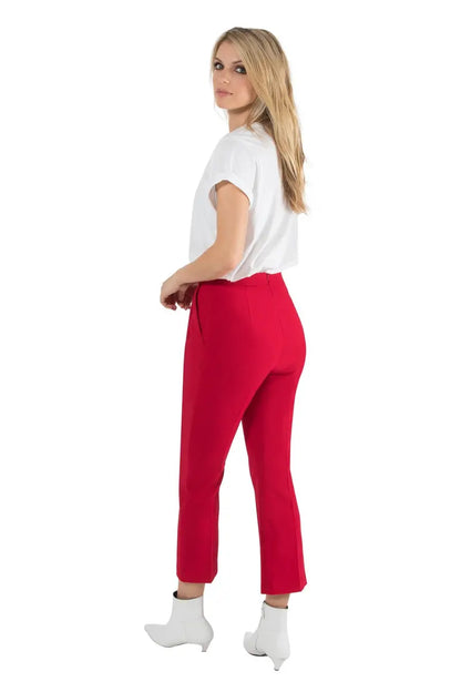 Cropped Straight Pant with Subtle Flare  Pleated Front & Hidden Zip Closure