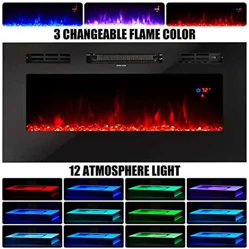 Amerlife Electric Fireplace TV Stand  36″ Flame Effect Entertainment Center with LED Lighting
