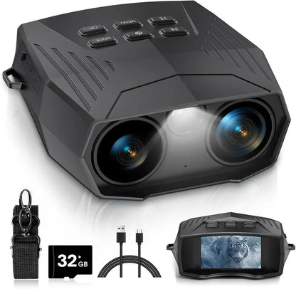 5K Resolution Night Vision Binoculars  Infrared Imaging with 10X Zoom, 3″ Display, Built-in Flashlight, 5000mAh Battery