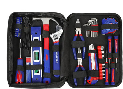 WORKPRO 100-Piece Household Tool Set  Kitchen Drawer & Home Repair Essentials with Carry Pouch