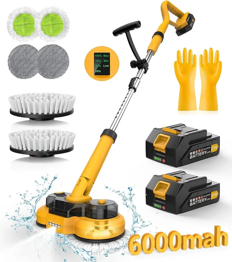 6000mAh Cordless Electric Mop M1  800RPM Power Scrubber with LED Display, Spray Function & Rotating Head