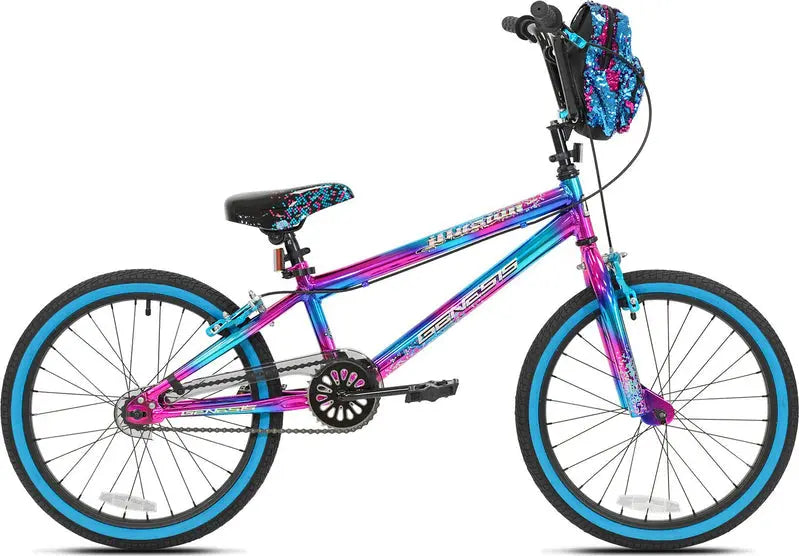 Genesis 20 Illusion Girls’ Bike  Blue and Purple Step-Through Frame with Safety Features