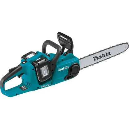 Makita 18-Volt X2 (36-Volt) LXT Lithium-Ion Brushless Battery 16 in. Chain Saw Kit with 4 Batteries (5.0 Ah) XCU04PT1