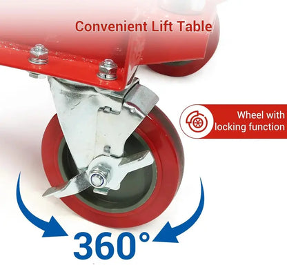 Heavy-Duty Hydraulic Lift Table Cart  500 lb Capacity, 30″ Lift Range, Dual Scissor Design with Casters