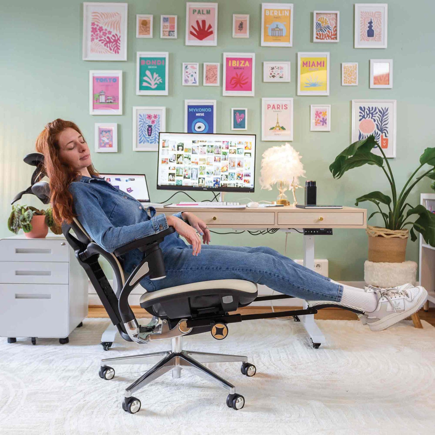 Chaise ergonomique de bureau - TERRANA PREMIUM Blanche en cuir reconstitué