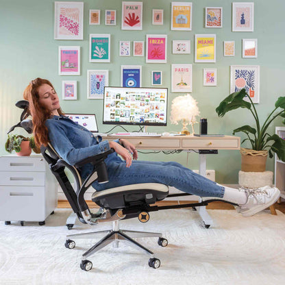 Chaise ergonomique de bureau - TERRANA PREMIUM Blanche en cuir reconstitué