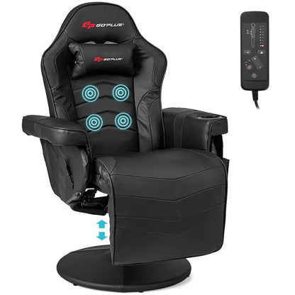 Ergonomic Gaming Chair with Adjustable Height, Massage Function & Retractable Footrest
