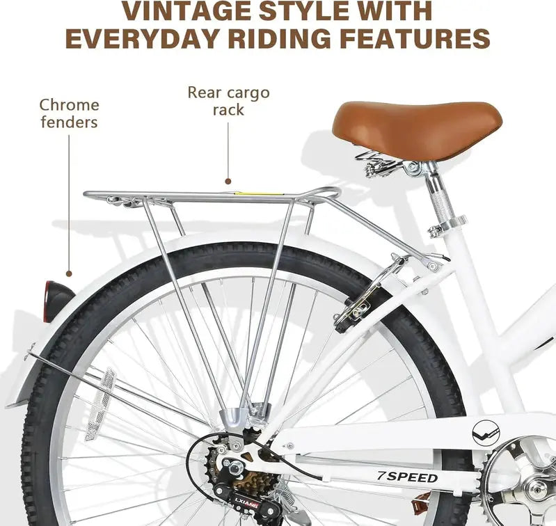 Weize 26-Inch Beach Cruiser Bike  7-Speed Commuter Bicycle for Adults in Men’s & Women’s Sizes