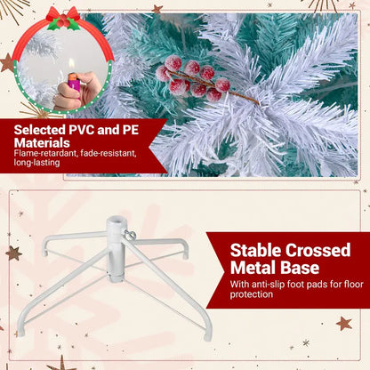 6-Foot or 7-Foot Hinged Pre-Lit Christmas Tree with Snow-Flocked Branches and Energy-Efficient LEDs