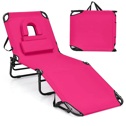 Adjustable Beach Chaise Lounge with UV-Resistant Fabric