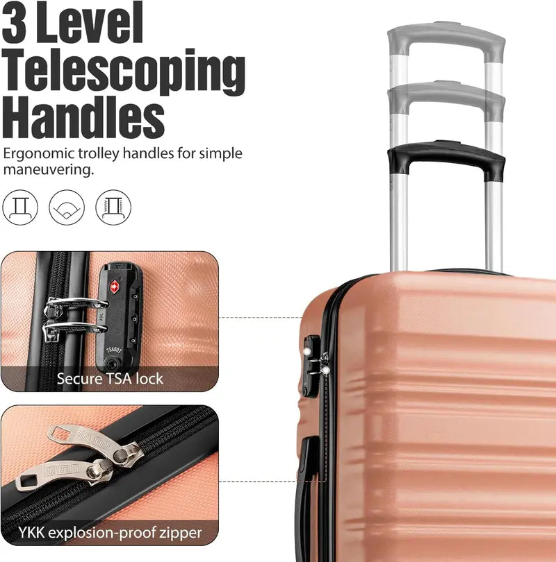 LONG VACATION ABS+PC 6-Piece Luggage Set  Expandable Hardshell Suitcases with YKK Zippers, TSA Locks & 360° Wheels