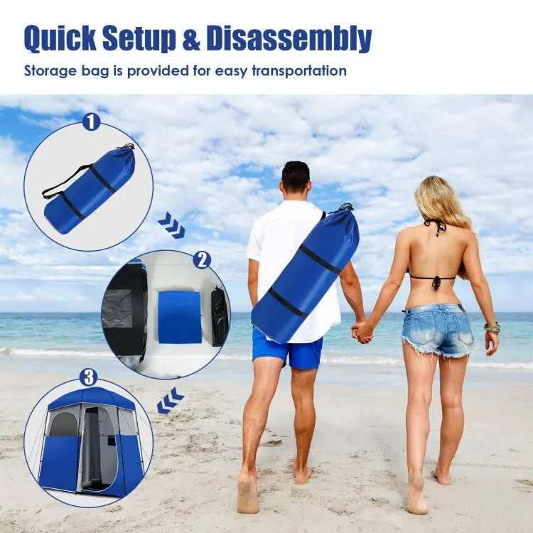 Dual-Compartment Camping Privacy Tent  Shower & Toilet Shelter with Carry Bag