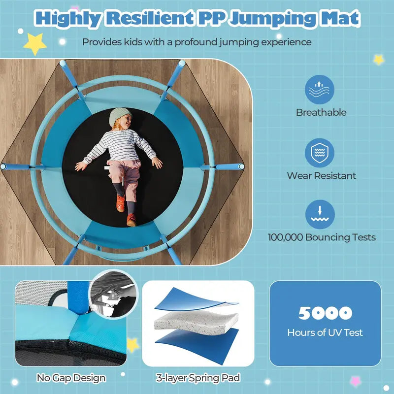 60-Inch Kids’ Trampoline with 3-in-1 Toddler-Safe Configuration