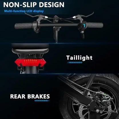 Folding Electric Bike for Adults  20MPH Commuting Ebike with Removable Battery & High Brushless Motor