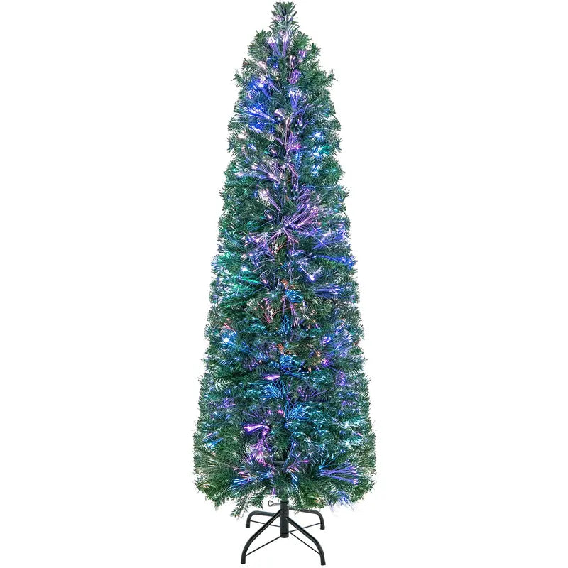 5-Foot Fiber-Optic Pencil-Style Christmas Tree for Compact Holiday Spaces