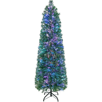 5-Foot Fiber-Optic Pencil-Style Christmas Tree for Compact Holiday Spaces
