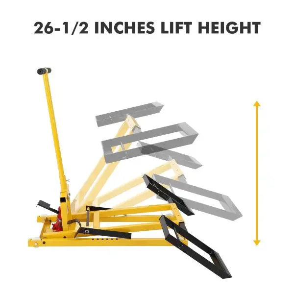 Heavy-Duty Hydraulic Lawn Mower Lift  26-Inch Platform, 500-LB Capacity, Steel-Built for Riding Mowers & ATVs