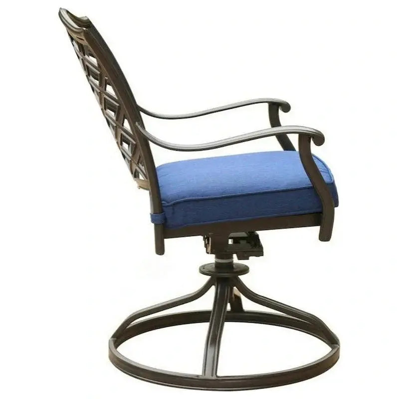 Contemporary Blue Patio Swivel Dining Chair Set  25-Inch Height with Cushions
