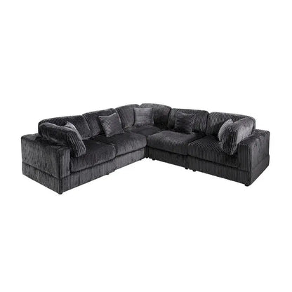 Modular L-Shaped Corduroy Sectional Sofa  6-Piece DIY Configurable Upholstered Set