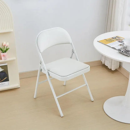 Heavy-Duty White Folding Chair Pack (4)  Vinyl-Padded Seat, Metal Frame, Ideal for Events, Meetings, or Dining