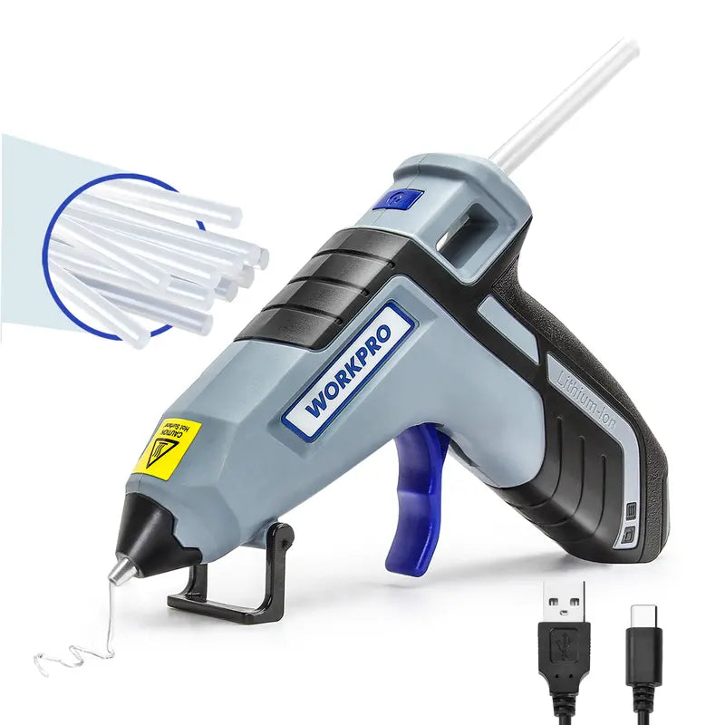 WORKPRO 3.6V Cordless Hot Glue Gun Kit  Low-Drip Design with 20 Mini Glue Sticks Included