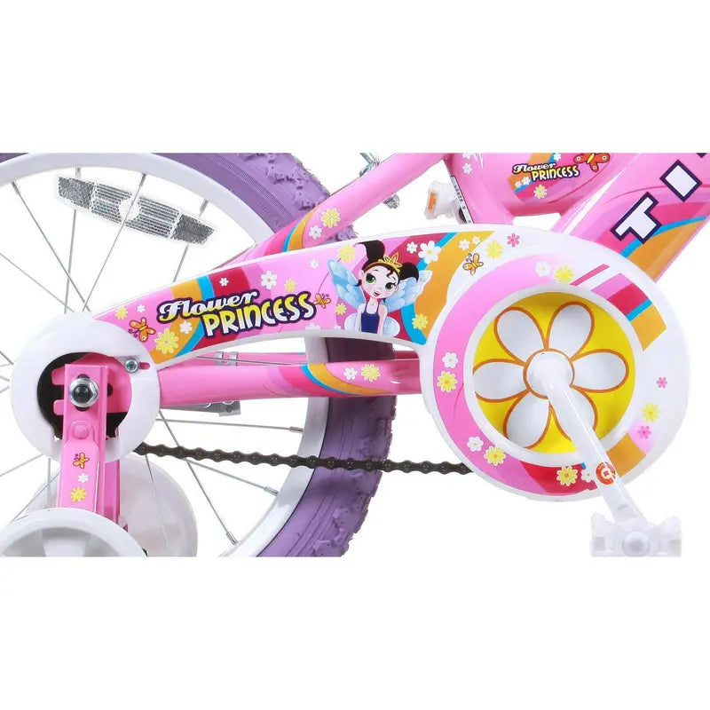 Titan Flower Princess 16″ Girls BMX Bike, Pink  Doll Seat, Basket, Training Wheels, Coaster Brake