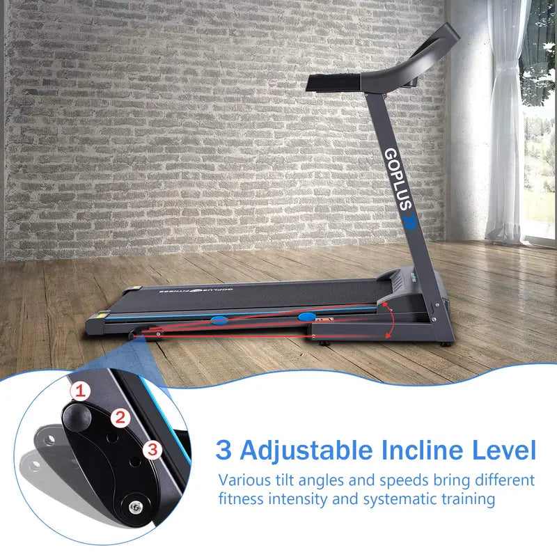 2.25HP Incline-Folding Treadmill  Superfit Electric Fitness Treadmill with Adjustable Slope