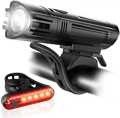 Ascher Ultra-Bright USB Rechargeable 4-Mode Bike Light Set  Powerful Front & Rear Lights for Cycling