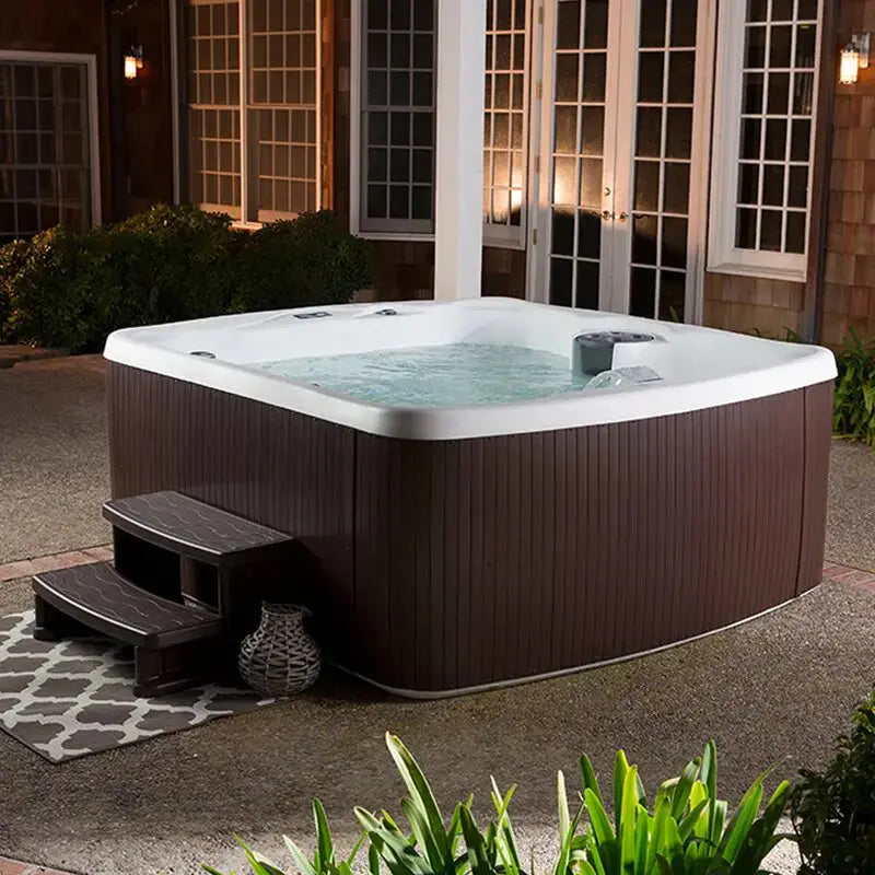 Lifesmart 5-Person Rectangular Hot Tub  Plug-and-Play Spa with 23 Jets, Ozonator System & Espresso-Colored Shell