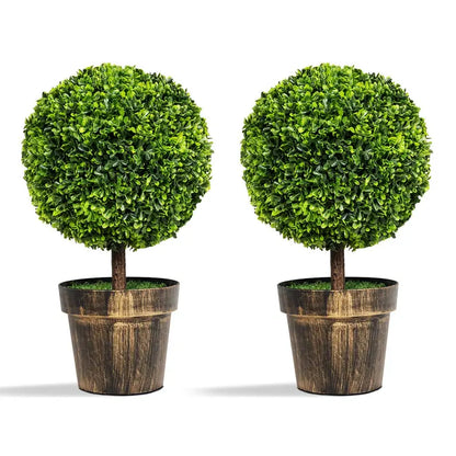 22-Inch Boxwood Ball Topiary  Compact Tabletop Artificial Tree for Modern Interiors