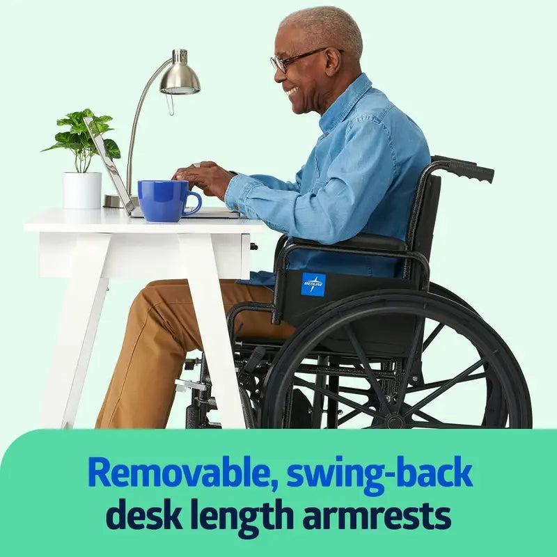 Lightweight Adult Wheelchair  Ergonomic Design with Swing-Away Arms, Elevating Leg Rests & Slim Profile