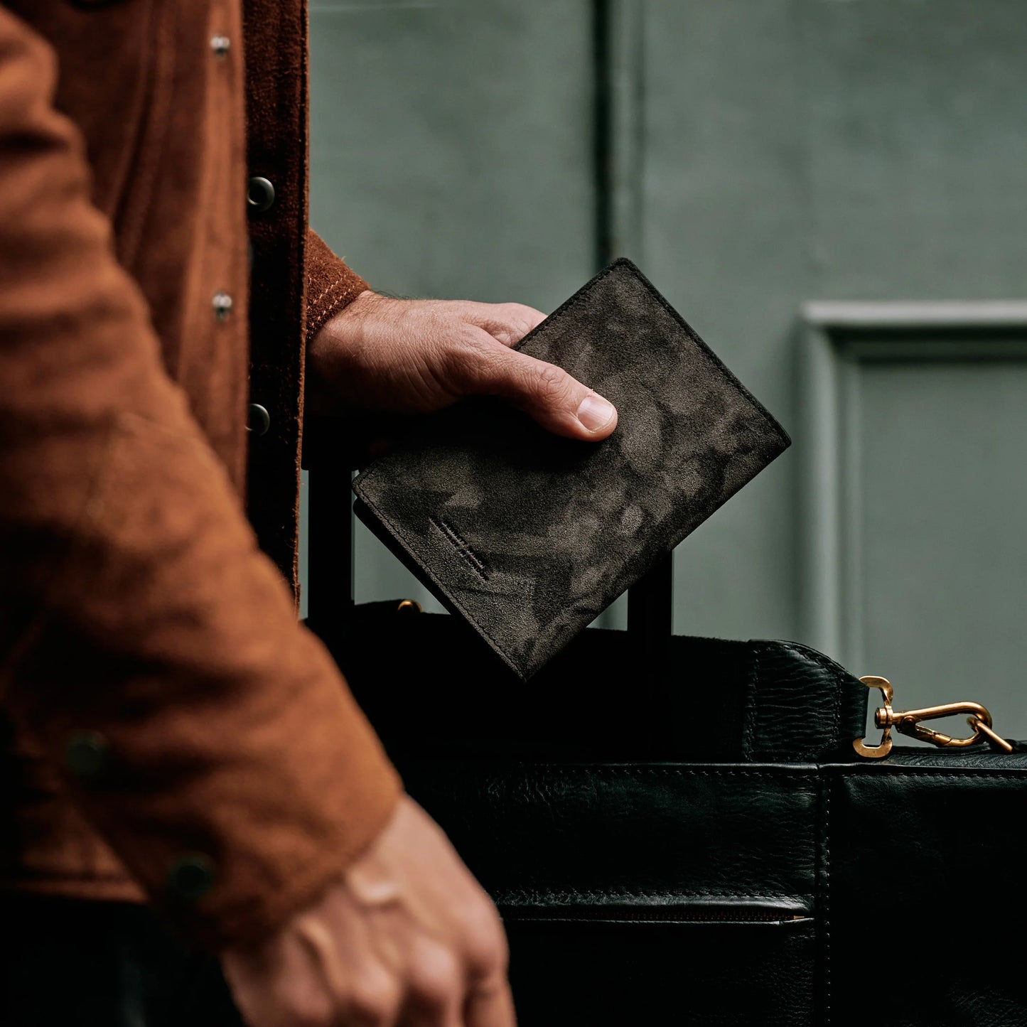 Suede Passport Wallet - Storm Grey
