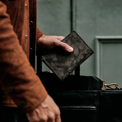 Suede Passport Wallet - Storm Grey