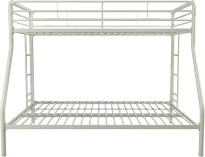 Off-White Twin-Over-Full Metal Bunk Bed  Space-Saving Dorm or Kids’ Room Solution by DHP Dusty