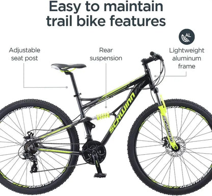 Schwinn Traxion Full-Suspension Mountain Bike  29-Inch Wheels, Versatile Off-Road Performance