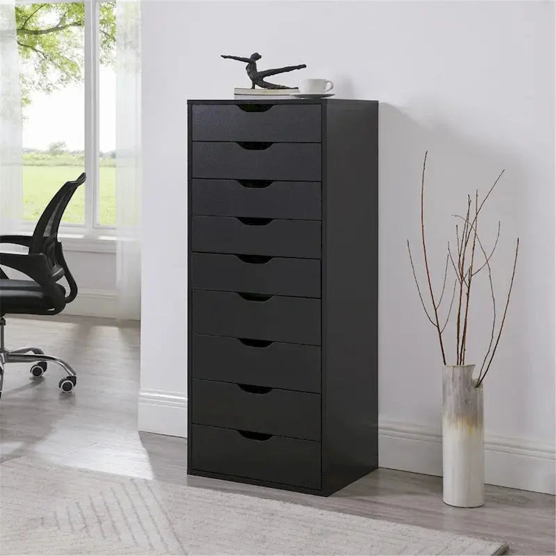 Wooden Lateral File Cabinet  Mobile Office Storage Unit with Locking Drawers