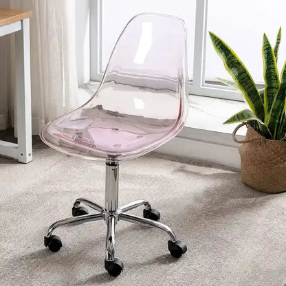 Adjustable Height Swivel Office Chair with Acrylic Back and Rolling Casters