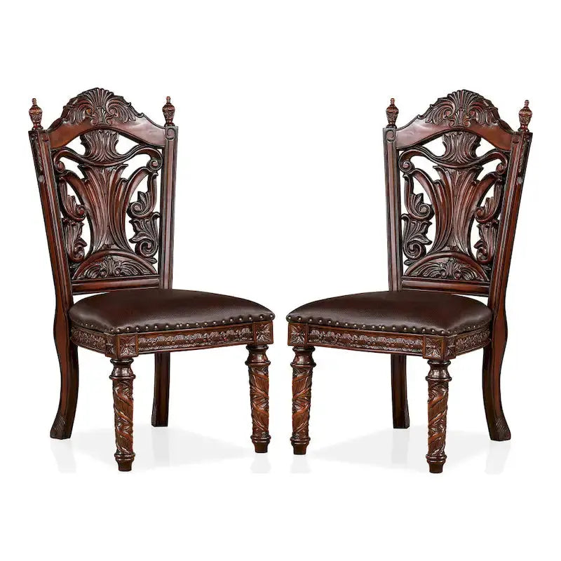 Abeena Cherry Wood Side Chairs  Traditional Solid Wood Dining Chairs (Set of 2)