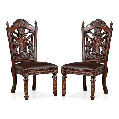 Abeena Cherry Wood Side Chairs  Traditional Solid Wood Dining Chairs (Set of 2)