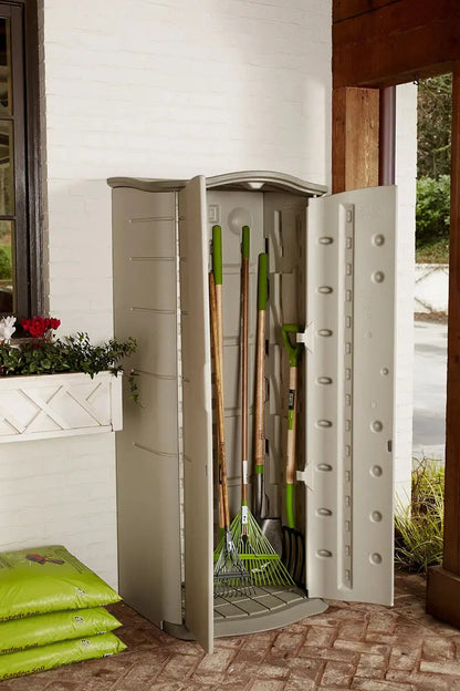 Rubbermaid Vertical Outdoor Storage Shed  Weather-Resistant Resin Garden or Patio Storage Unit